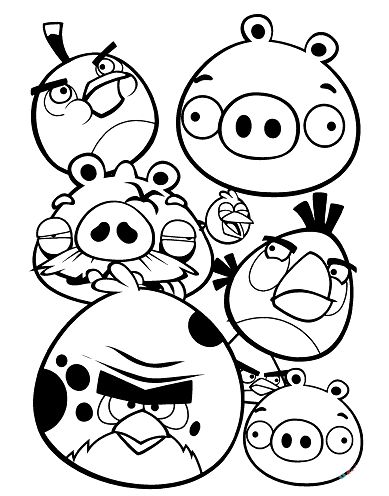 Angry birds colouring pages