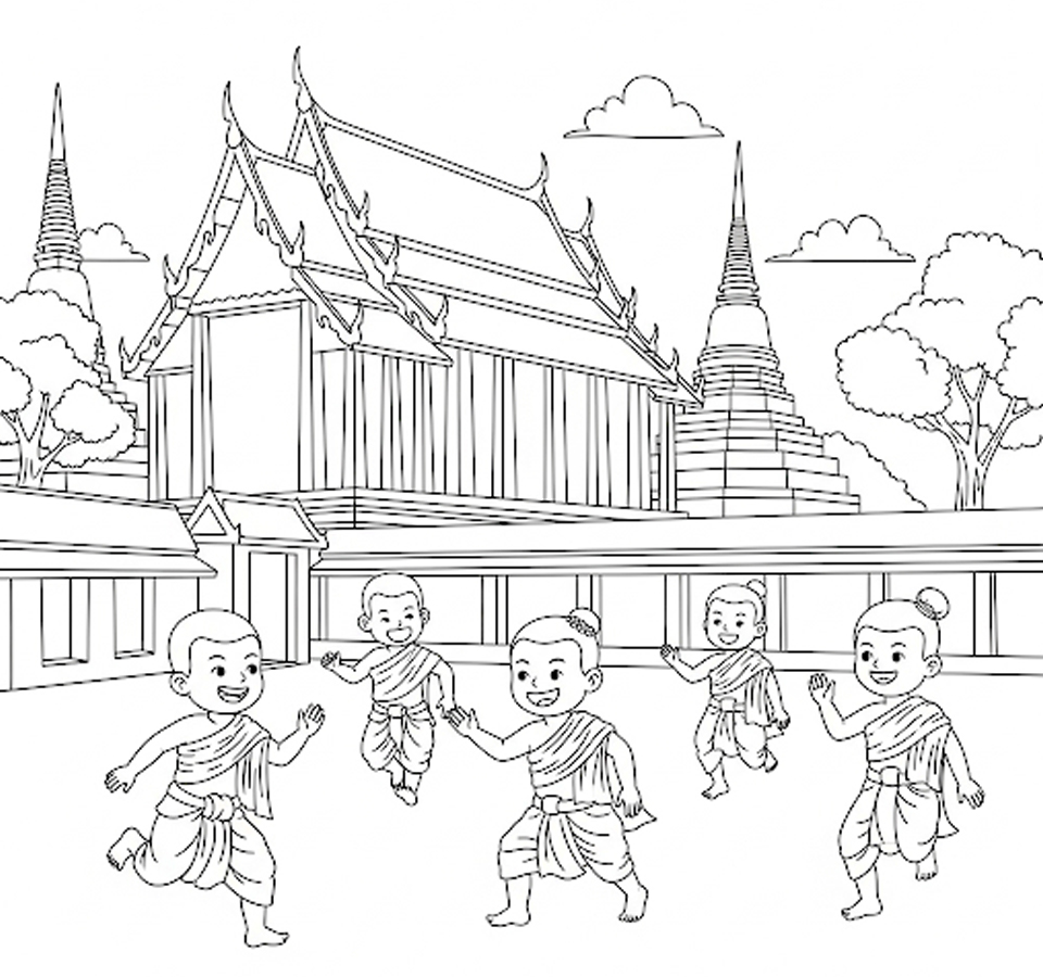 ภาพระบายสีเด็กไทยในวันวาน