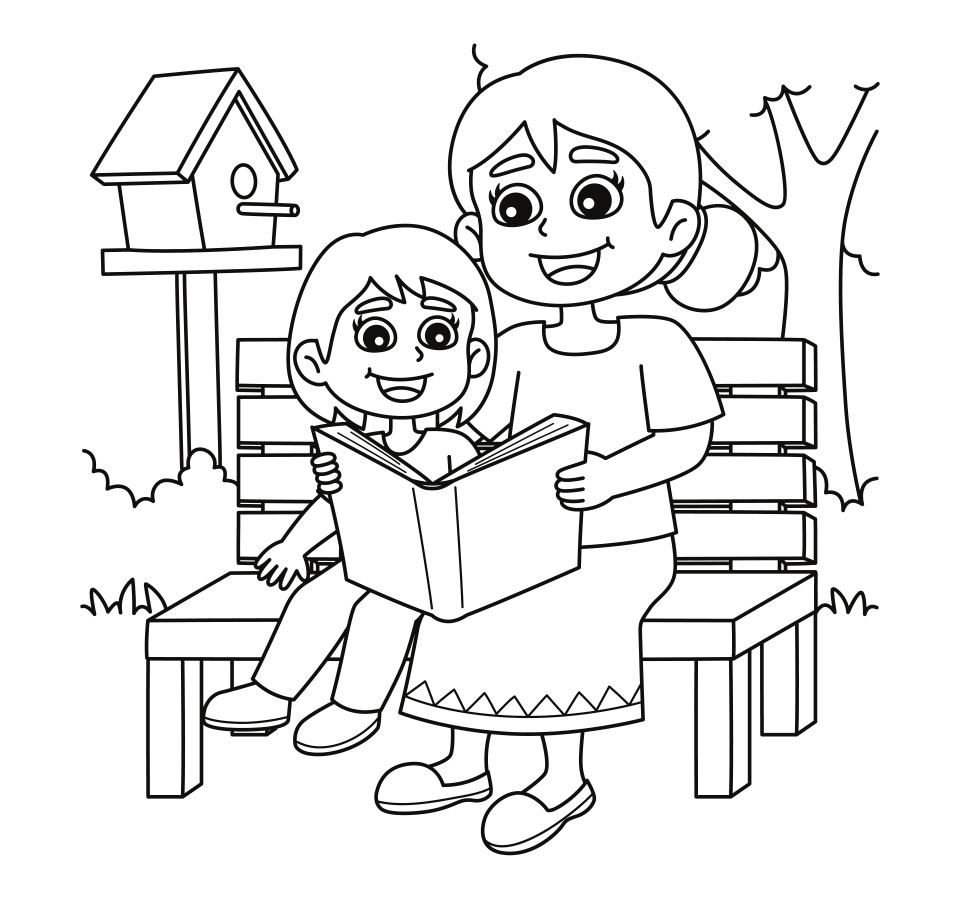 แม่สอนลูกอ่านหนังสือ