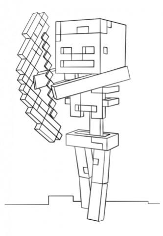 minecraft-skeleton-with-bow-coloring-page