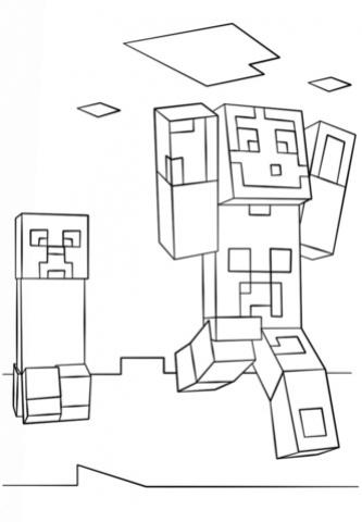minecraft-steve-and-creeper-coloring-page