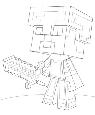 minecraft-steve-diamond-armor-coloring-page