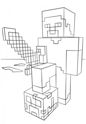 minecraft-steve-with-diamond-sword-coloring-page