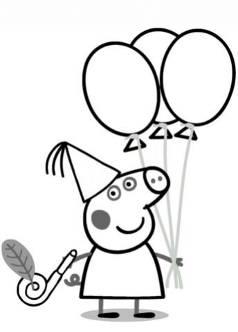 peppa pig with ballons