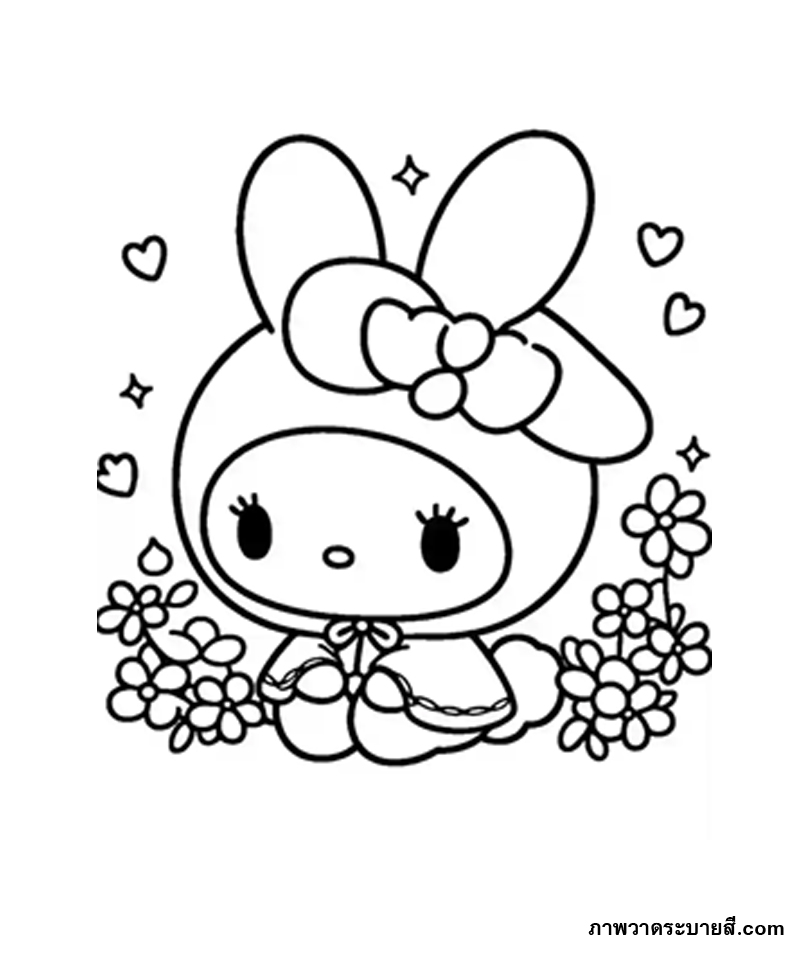 My Melody Cute Bunny Coloring Page