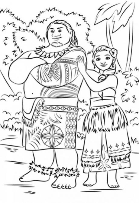 ภาพวาดระบายสีtui and sina from moana